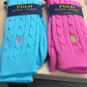 Polo by Ralph Lauren Blue and Pink Cable Knit Socks (2 pair)